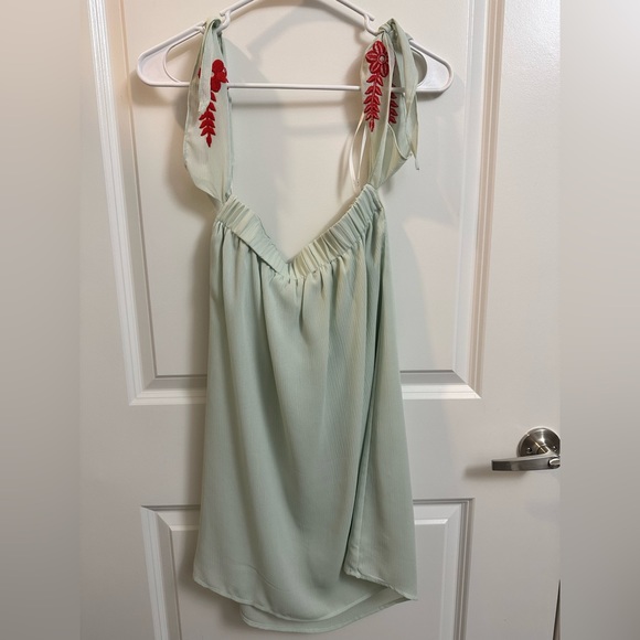 Lulus Crysta Light Sage Embroidered Off-the-shoulder Mini Dress - Picture 3 of 5